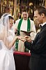 Bride and groom in front of the altar