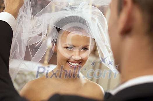 Revealing brides face