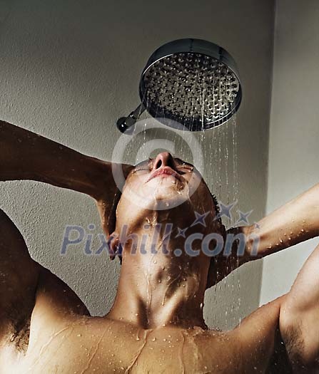 Man taking a shower Man taking a shower