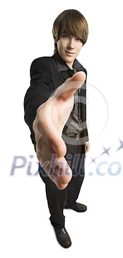 Man offering his hand to shake Man offering his hand to shake