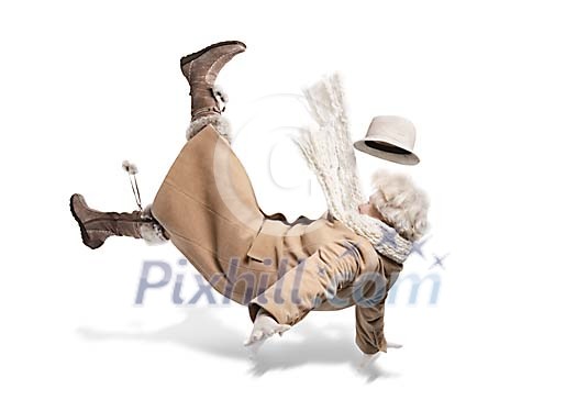 Older woman falling down Older woman falling down