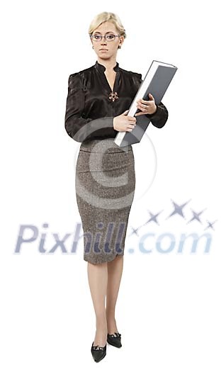 Smart looking woman with a book