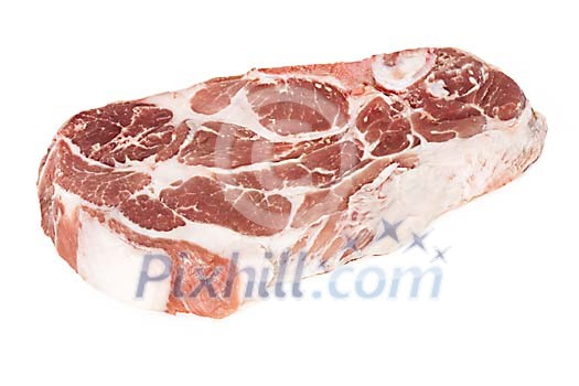 Raw meat stake on a white backgroung