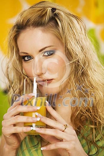 Woman with a glass of juice Woman with a glass of juice