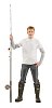 Man standing with long rod