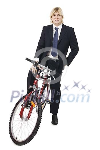 Business with bike on a white background
