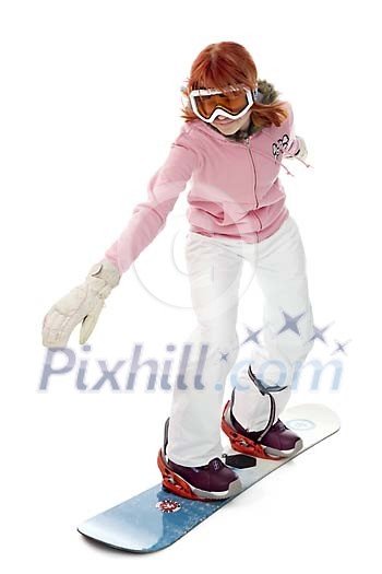 Girl snowboarding