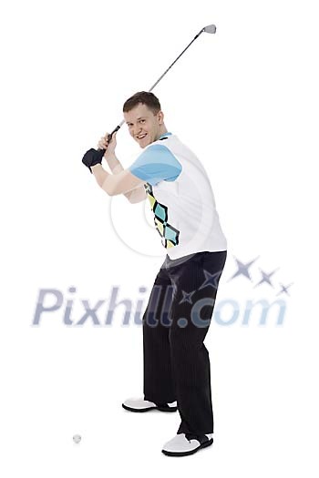 Man ready to hit the golf ball Man ready to hit the golf ball