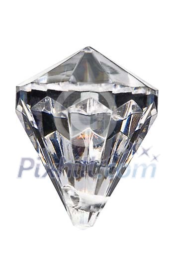 Closeup of a diamond on a white background