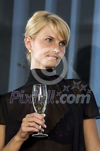 Woman with champagne glass