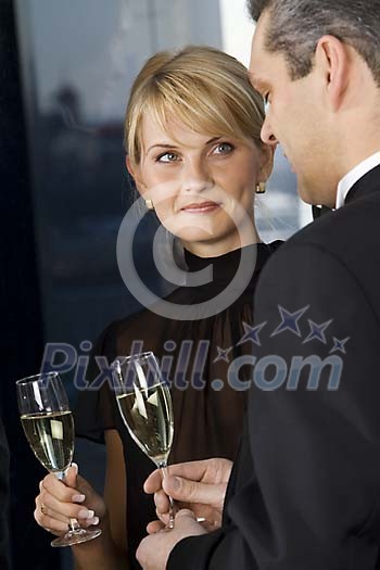 Man and a woman having a chat Man and a woman having a chat