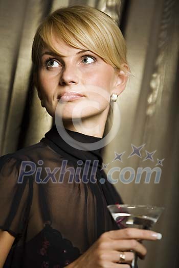 Woman having a martini