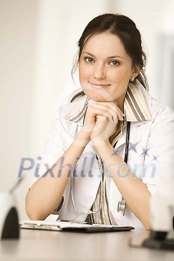 Female doctor sitting