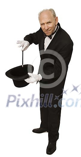 Magician performing hat trick Magician performing hat trick