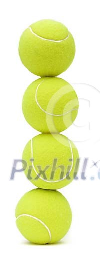 Tennis balls on top of eachother