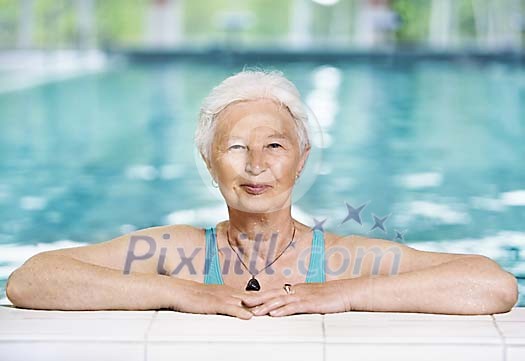 Older woman in the pool