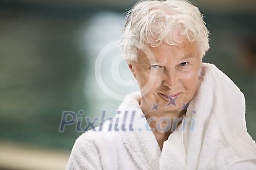 Older woman in the robe Older woman in the robe