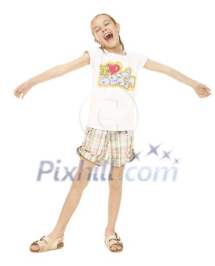 Girl standing and singing