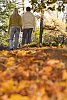 Couple taking a walk in the autumn park