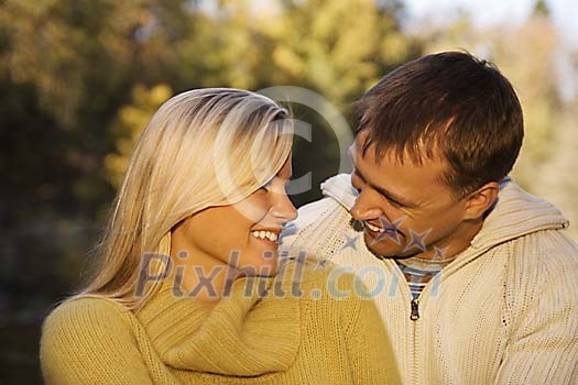 Couple in the autumn park Couple in the autumn park