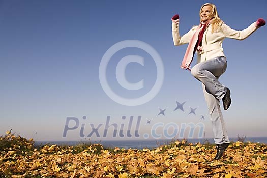 Woman enjoying autumn