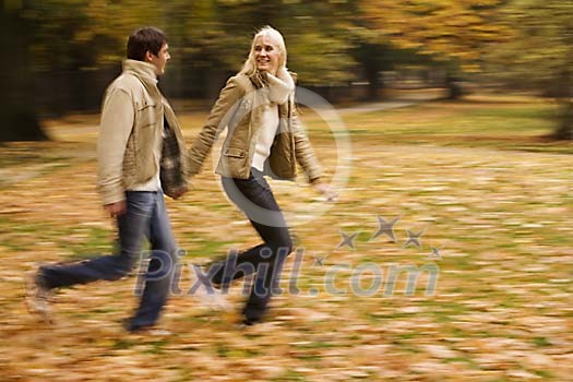 Couple running in the park