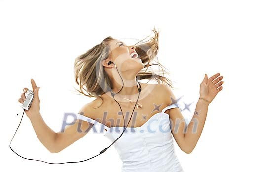 Woman enjoying listening to the music