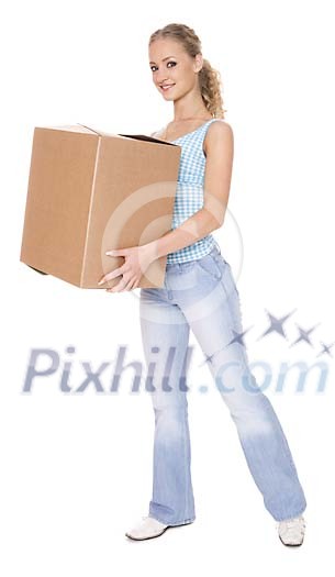 Woman holding a box Woman holding a box