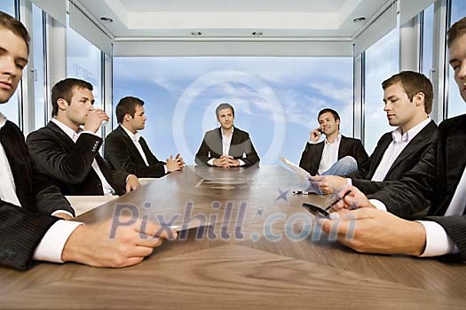 Conceptual image of man in the meeting