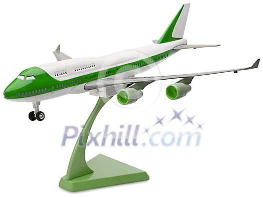 Isolated toy plane on the stand Isolated toy plane on the stand