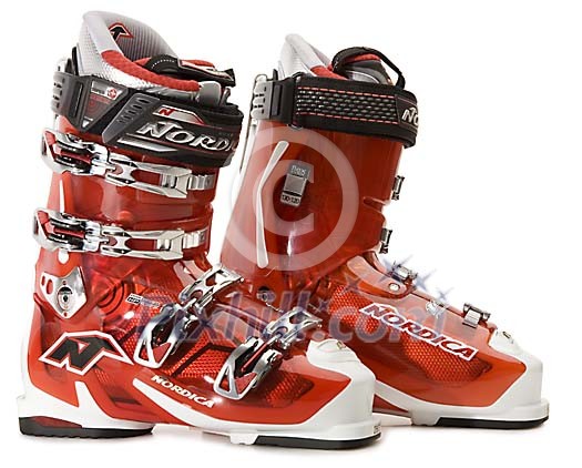 Isolated pair of ski boots