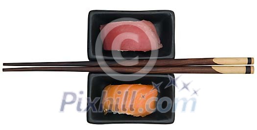 Isolated sushi dish