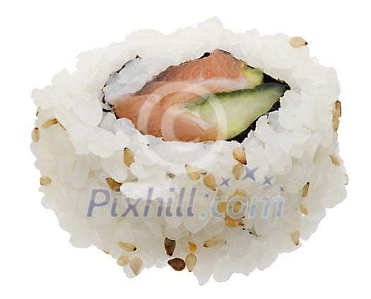 Isolated piece of sushi