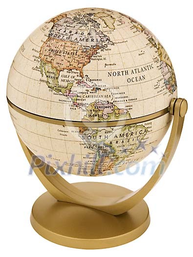 Isolated world globe
