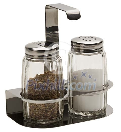 Isolated salt and pepper containers Isolated salt and pepper containers