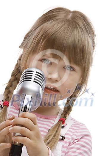 Little girl with a microphone Little girl with a microphone