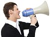 Man yelling through the megaphone