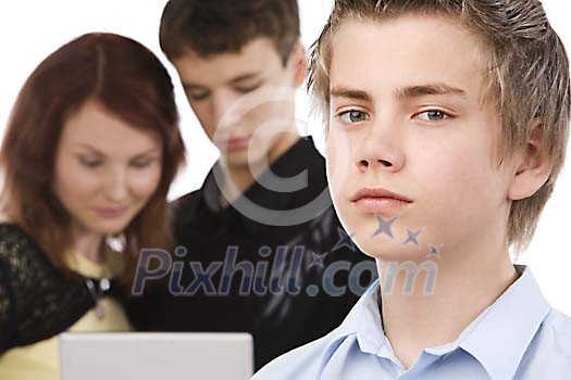 Teenagers and a laptop