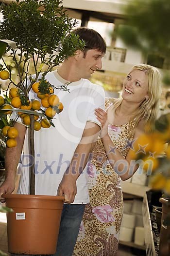 Couple at the flower shop