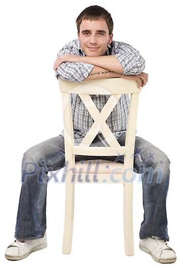 Isolated boy sitting on the chair