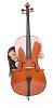 Isolated girl hiding behind a cello