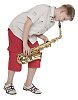 Isolated boy playing saxophone