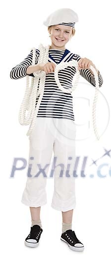 Isolated boy dressed as a sailor