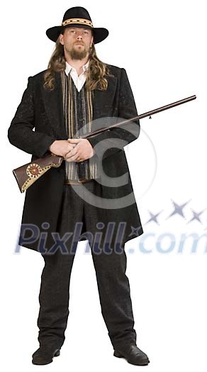 Isolated gunman standing Isolated gunman standing