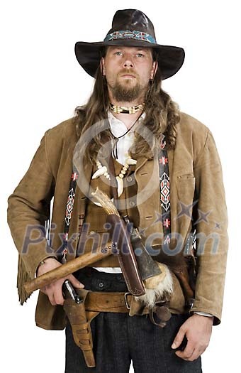 Isolated man dressed as a cowboy
