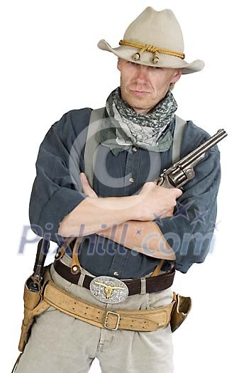 Isolated man dressed as a cowboy