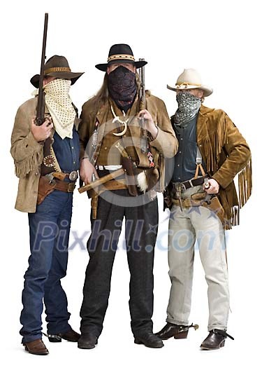 Isolated men dressed as robbers