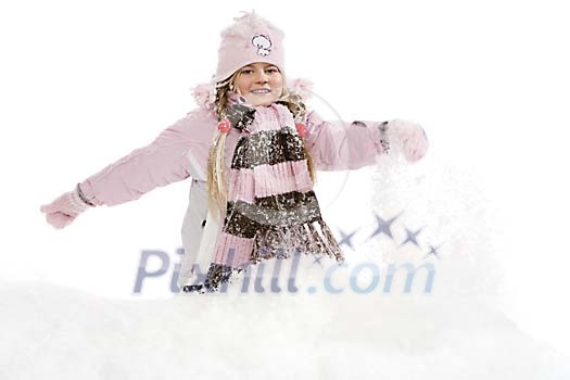 Girl playing in snow Girl playing in snow