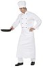 Isolated man dressed as chef frying