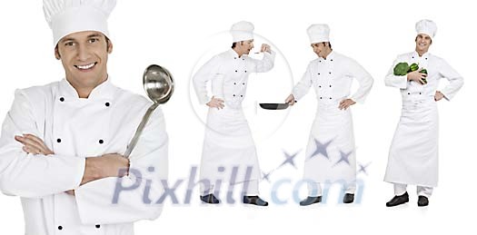 Isolated men dressed as chefs